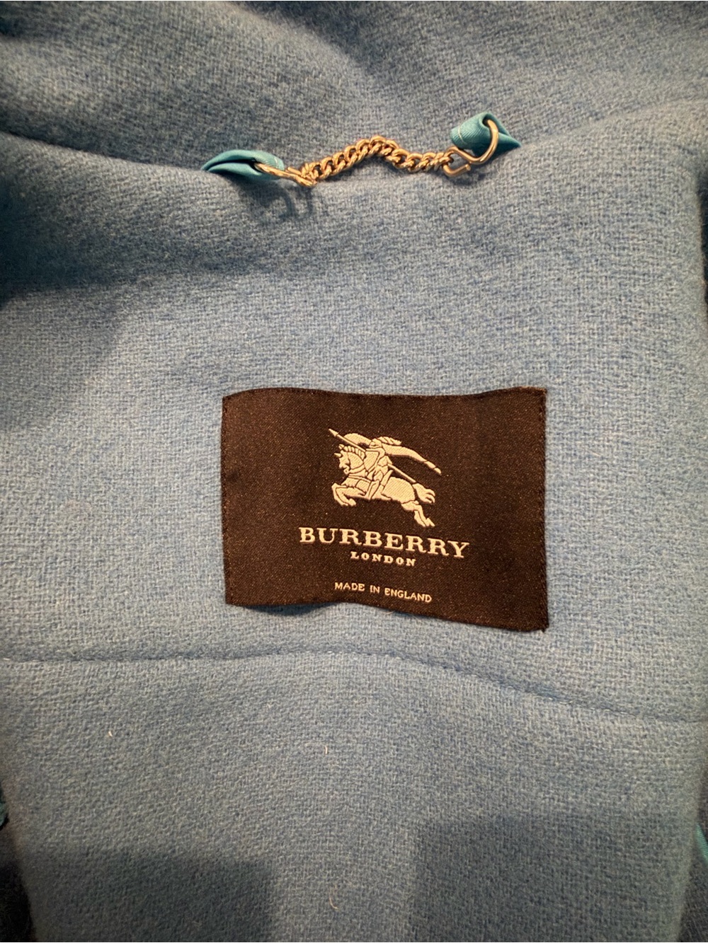 Burberry Brit Bright Blue Wool Hooded Toggle Duffle Coat - Picture 7 of 9